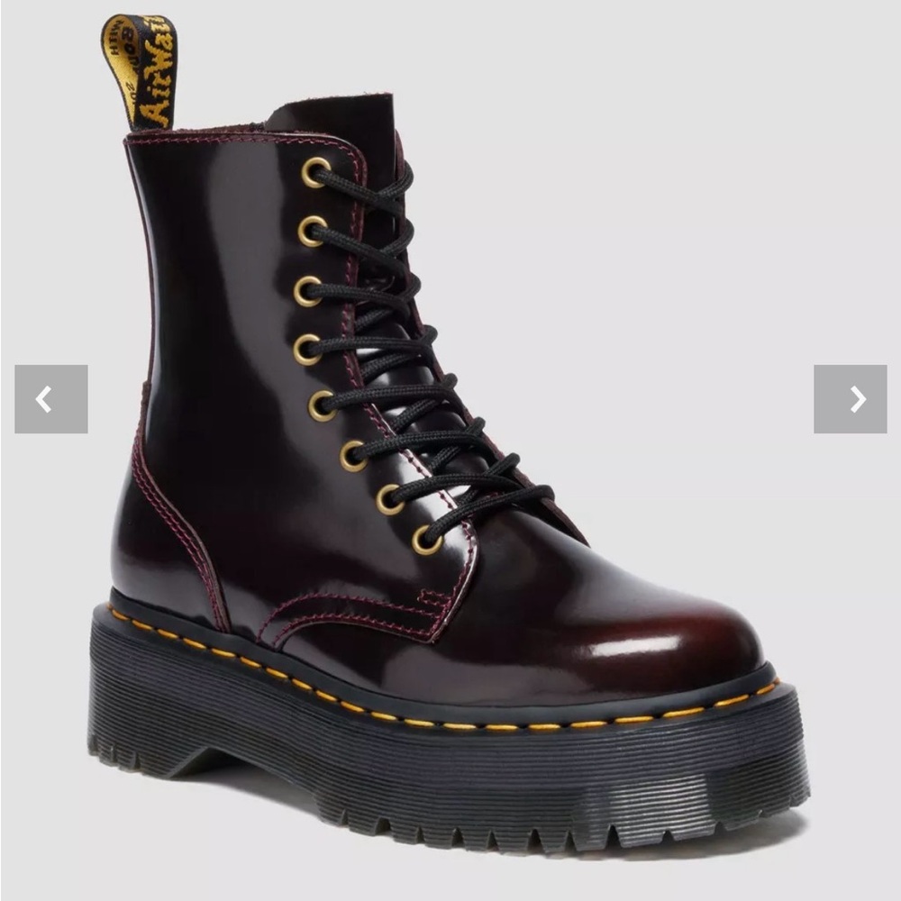 Dr. Martens Jadon Arcadia Leather Platform Boots in Cherry Red